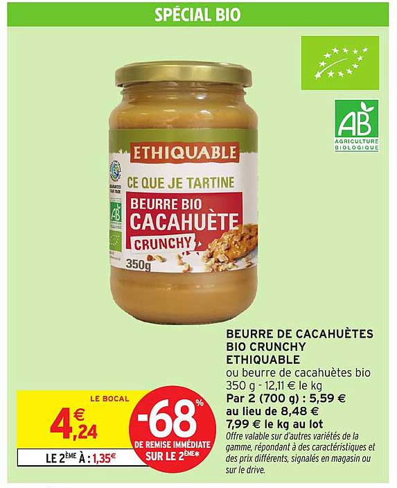 BEURRE DE CACAHUÈTES BIO CRUNCHY ETHIQUABLE