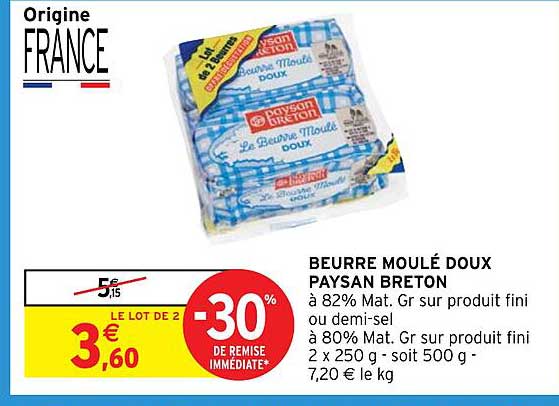 BEURRE MOULÉ DOUX PAYSAN BRETON