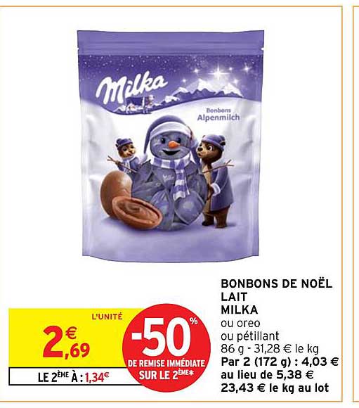 BONBONS DE NOËL LAIT MILKA