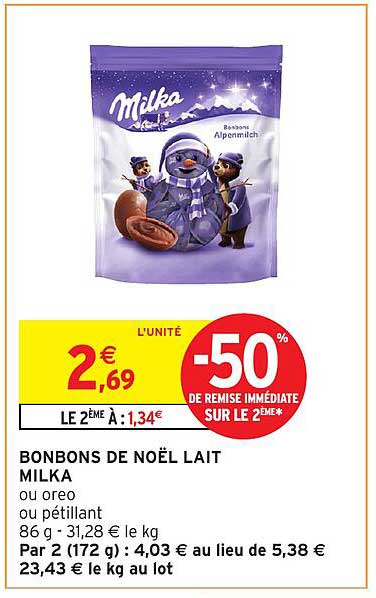 BONBONS DE NOËL LAIT MILKA