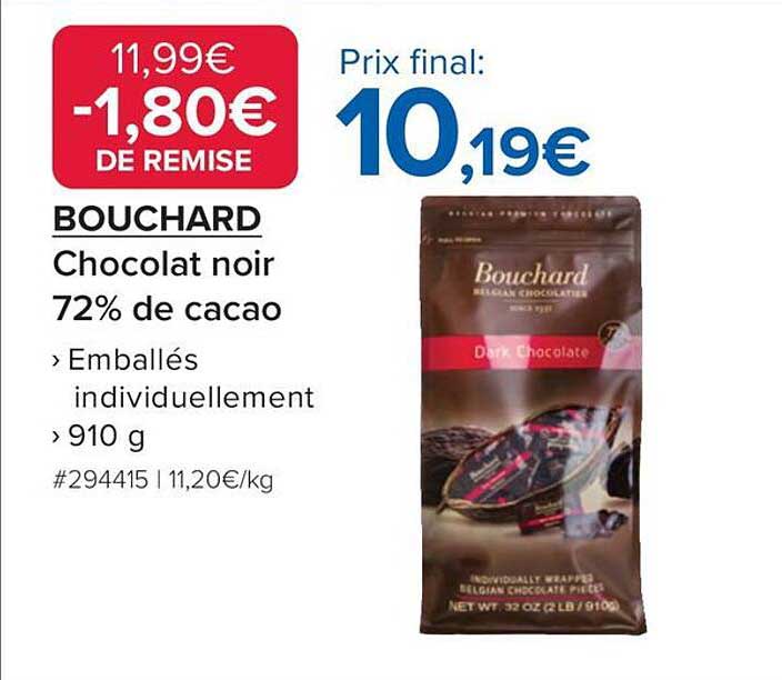 BOUCHARD Chocolat noir 72% de cacao