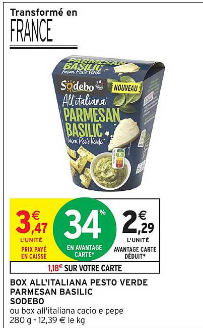 BOX ALL'ITALIANA PESTO VERDE PARMESAN BASILIC SODEBO