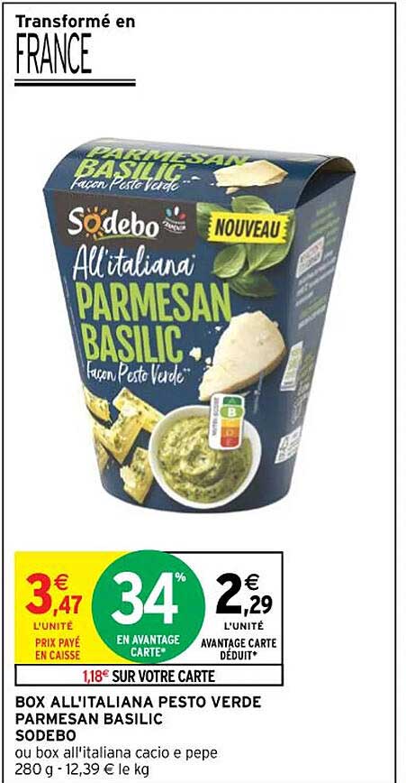 BOX ALL'ITALIANA PESTO VERDE PARMESAN BASILIC SODEBO