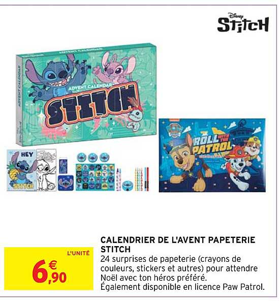 CALENDRIER DE L'AVENT PAPETERIE STITCH