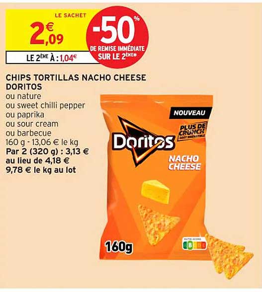 CHIPS TORTILLAS NACHO CHEESE DORITOS