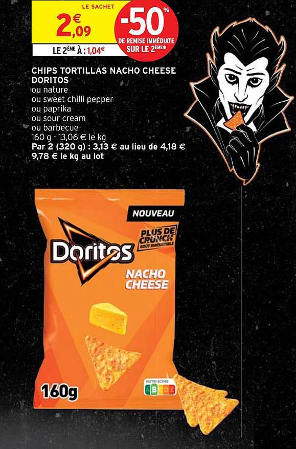 CHIPS TORTILLAS NACHO CHEESE DORITOS