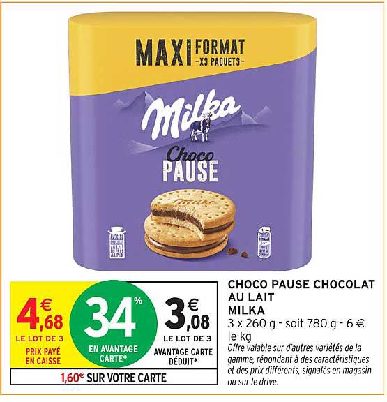 CHOCO PAUSE CHOCOLAT AU LAIT MILKA