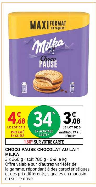 CHOCOPAUSE CHOCOLAT AU LAIT MILKA