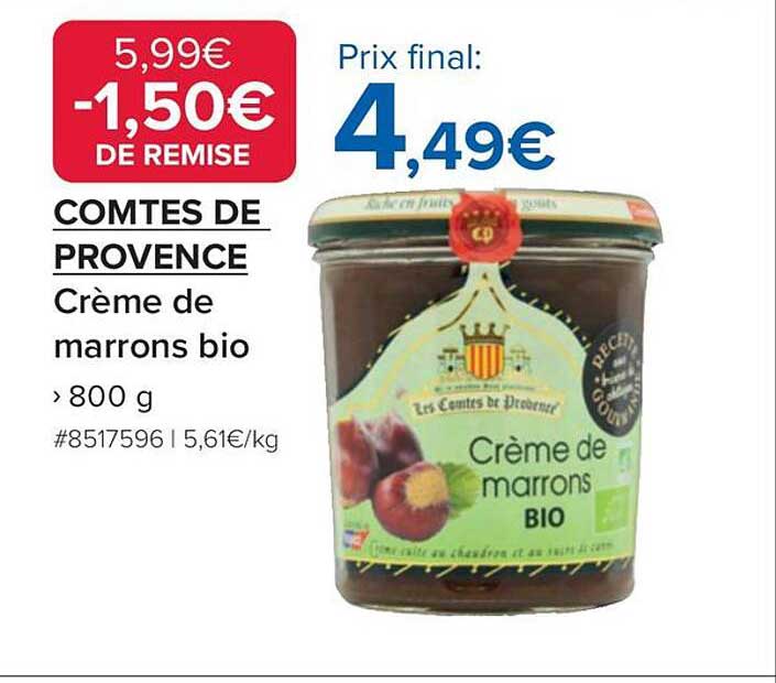 COMTES DE PROVENCE Crème de marrons bio