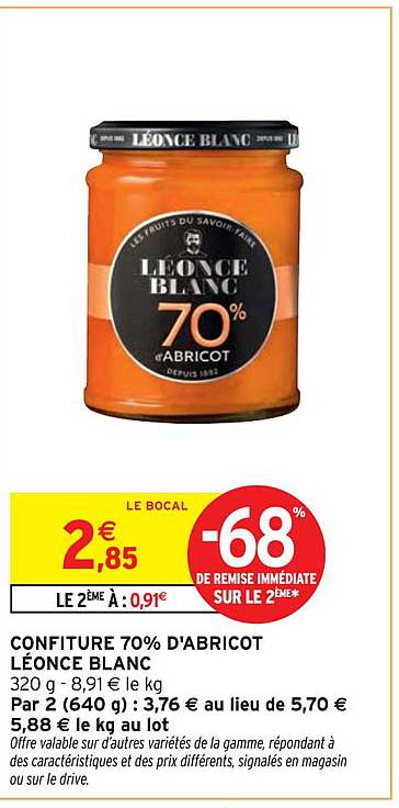 CONFITURE 70% D'ABRICOT LÉONCE BLANC