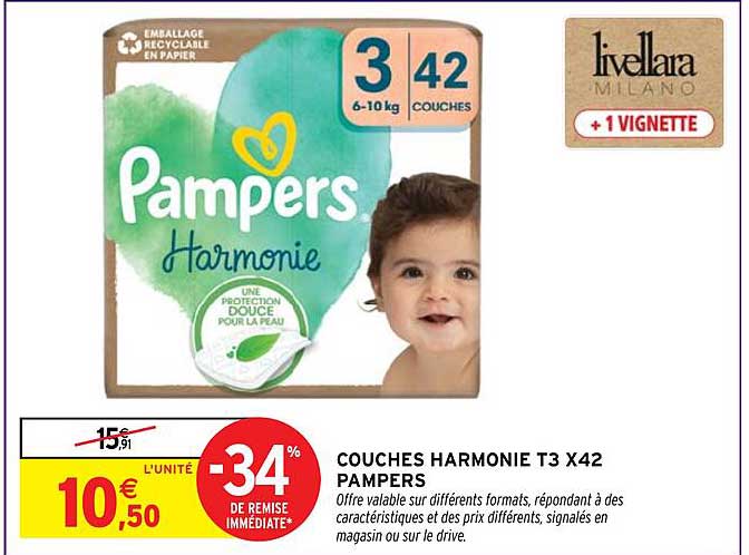 COUCHES HARMONIE T3 X42 PAMPERS