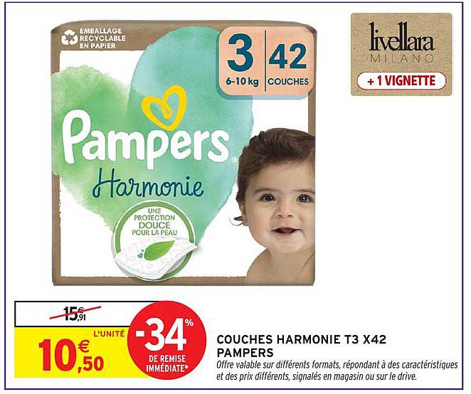 COUCHES HARMONIE T3 X42 PAMPERS