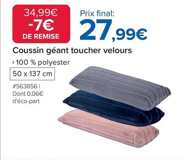 Coussin géant toucher velours