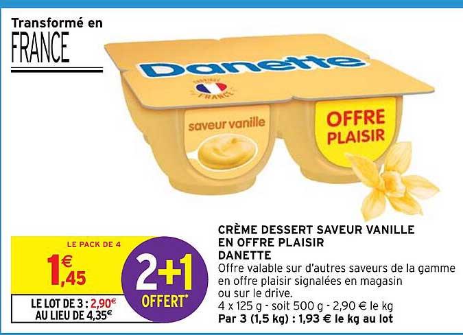 Danette Crème dessert saveur vanille en offre plaisir