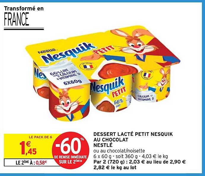 DESSERT LACTÉ PETIT NESQUIK AU CHOCOLAT NESTLÉ