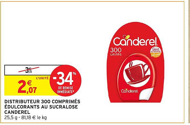 DISTRIBUTEUR 300 COMPRIMÉS ÉDULCORANTS AU SUCRALOSE CANDEREL