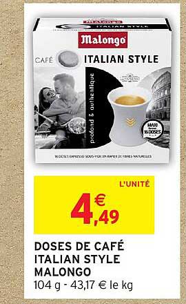 DOSES DE CAFÉ ITALIAN STYLE MALONGO