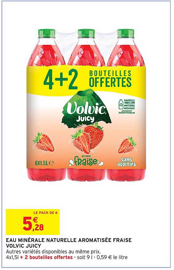 EAU MINÉRALE NATURELLE AROMATISÉE FRAISE VOLVIC JUICY