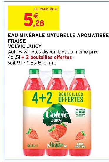 EAU MINÉRALE NATURELLE AROMATISÉE FRAISE VOLVIC JUICY