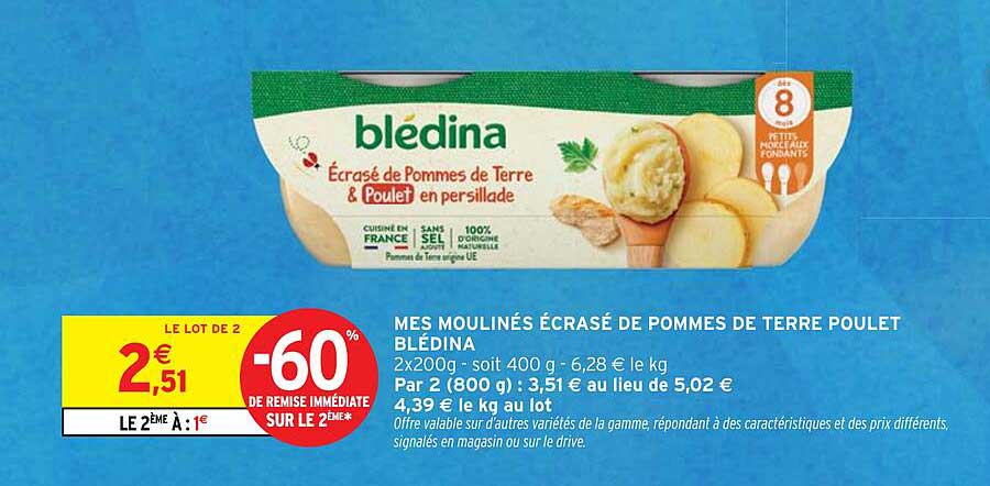 Écrasé de Pommes de Terre & Poulet en persillée BLEDINA