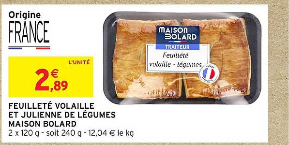 FEUILLETÉ VOLAILLE ET JULIENNE DE LÉGUMES MAISON BOLARD