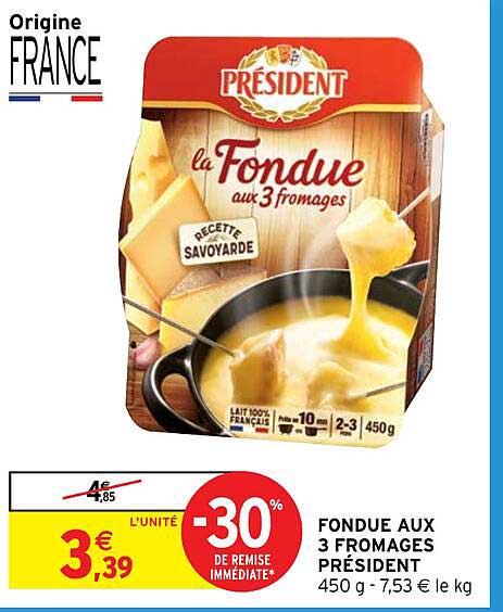 FONDUE AUX 3 FROMAGES PRÉSIDENT