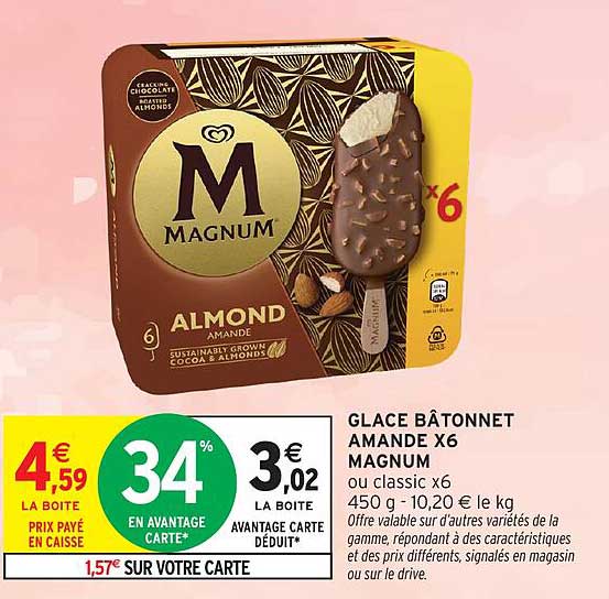 GLACE BÂTONNET AMANDE X6 MAGNUM