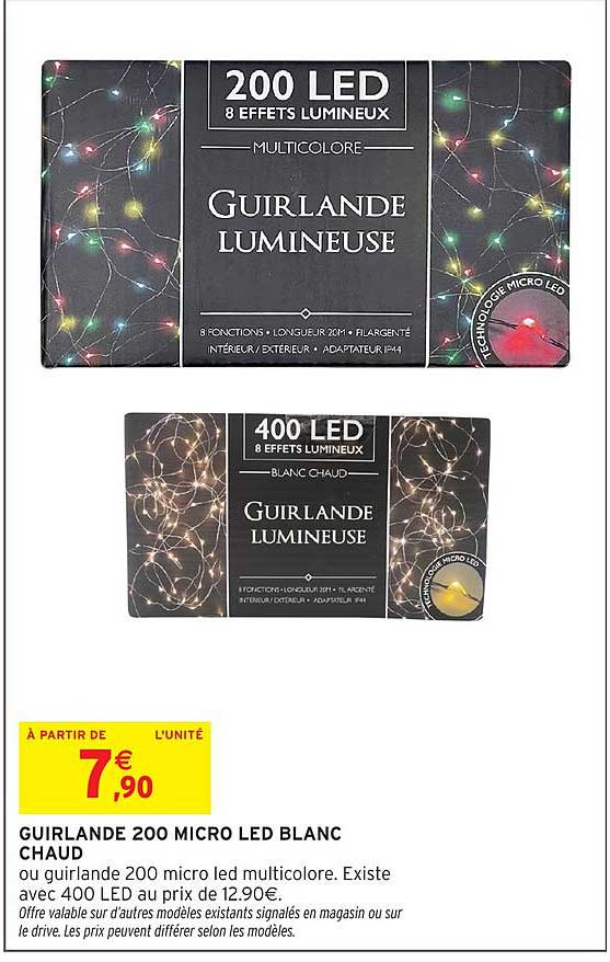 GUIRLANDE 200 MICRO LED BLANC CHAUD