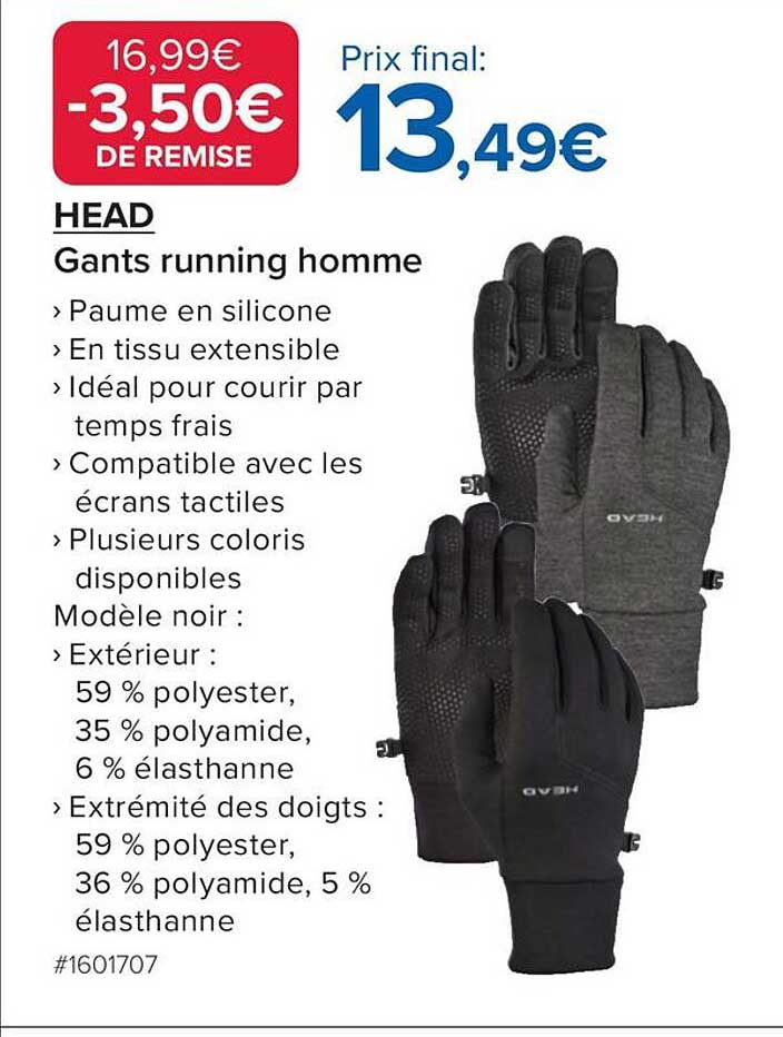 HEAD Gants running homme