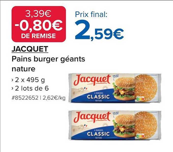 JACQUET Pains burger géants nature