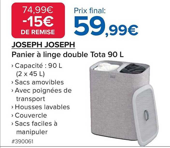 JOSEPH JOSEPH Panier à linge double Tota 90 L