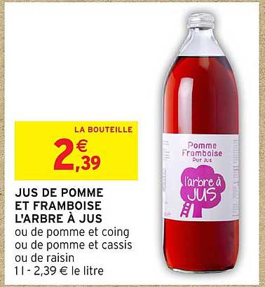 JUS DE POMME ET FRAMBOISE L’ARBRE À JUS