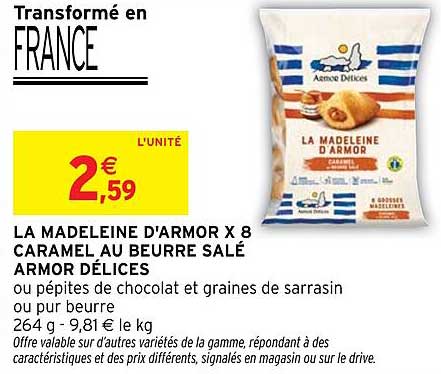 LA MADELEINE D'ARMOR X 8 CARAMEL AU BEURRE SALÉ ARMOR DÉLICES