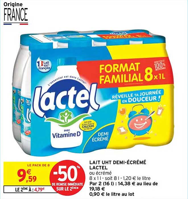 LAIT UHT DEMI-ÉCRÉMÉ LACTEL