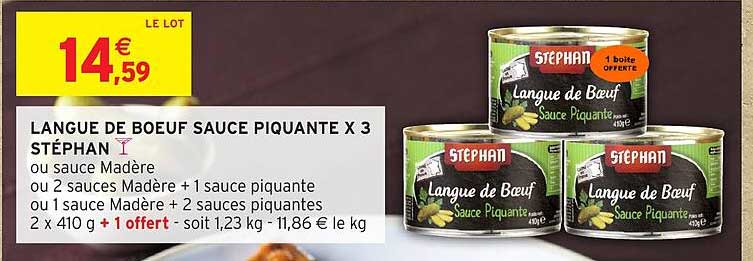 LANGUE DE BOEUF SAUCE PIQUANTE X 3 STÉPHAN