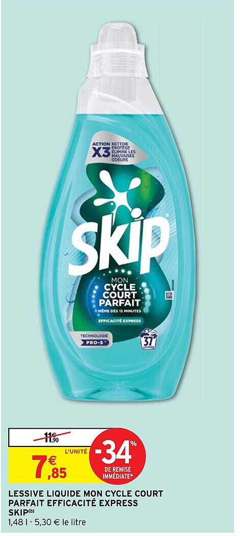 LESSIVE LIQUIDE MON CYCLE COURT PARFAIT EFFICACITÉ EXPRESS SKIP