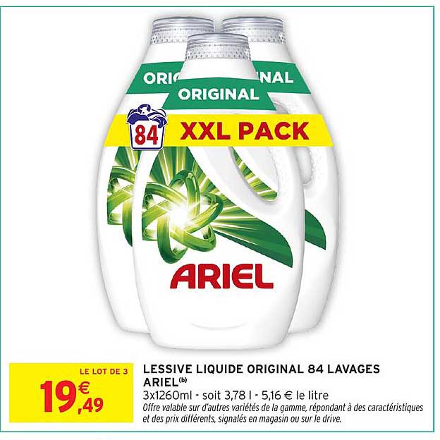 LESSIVE LIQUIDE ORIGINAL 84 LAVAGES ARIEL