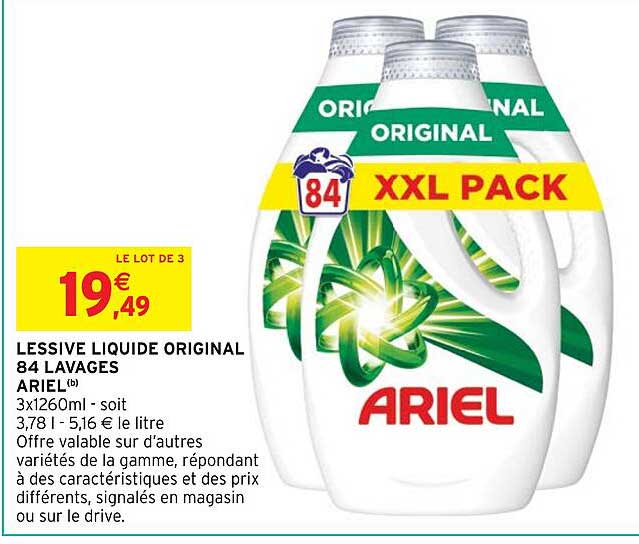 LESSIVE LIQUIDE ORIGINAL 84 LAVAGES ARIEL