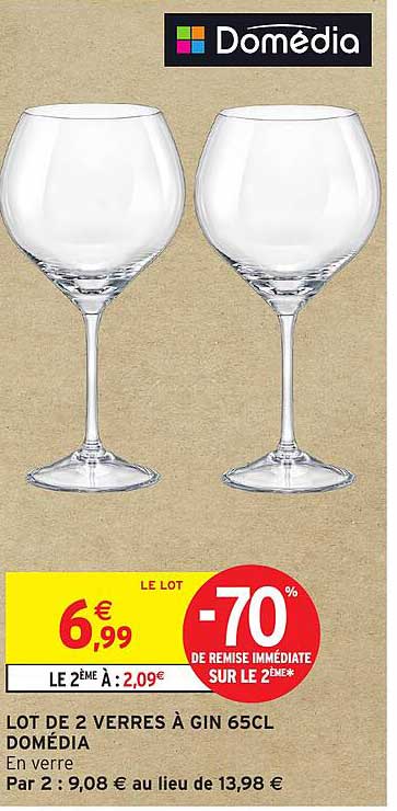 LOT DE 2 VERRES À GIN 65CL DOMÉDIA