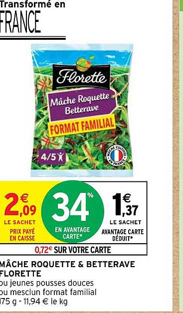 Mâche Roquette & Betterave Florette FORMAT FAMILIAL