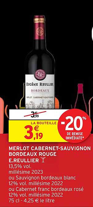 MERLOT CABERNET-SAUVIGNON BORDEAUX ROUGE E.REUILLIER