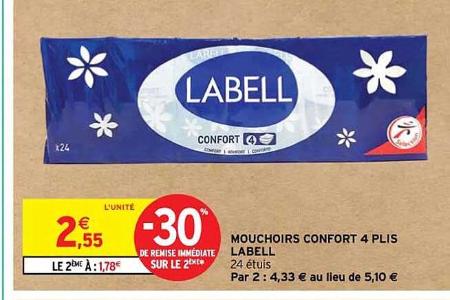 MOUCHOIRS CONFORT 4 PLI LABELL