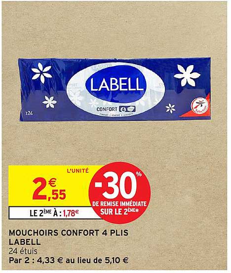 MOUCHOIRS CONFORT 4 PLIS LABELL