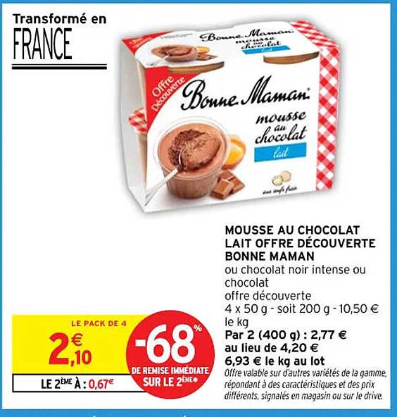 MOUSES AU CHOCOLAT LAIT OFFRE DÉCOUVERTE BONNE MAMAN