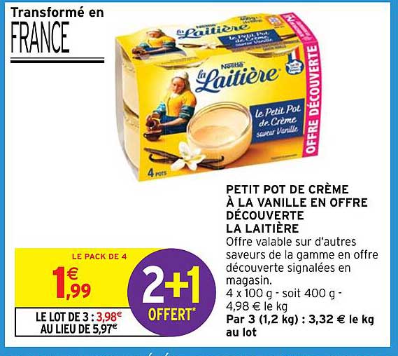 PETIT POT DE CRÈME À LA VANILLE EN OFFRE DÉCOUVERTE LA LAITIÈRE