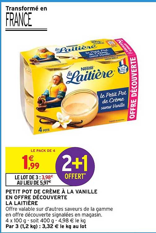 PETIT POT DE CRÈME À LA VANILLE EN OFFRE DÉCOUVERTE LA LAITIÈRE