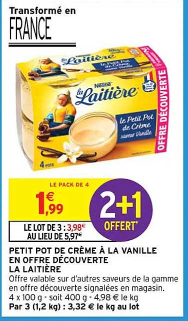 PETIT POT DE CRÈME À LA VANILLE EN OFFRE DÉCOUVERTE LA LAITIÈRE