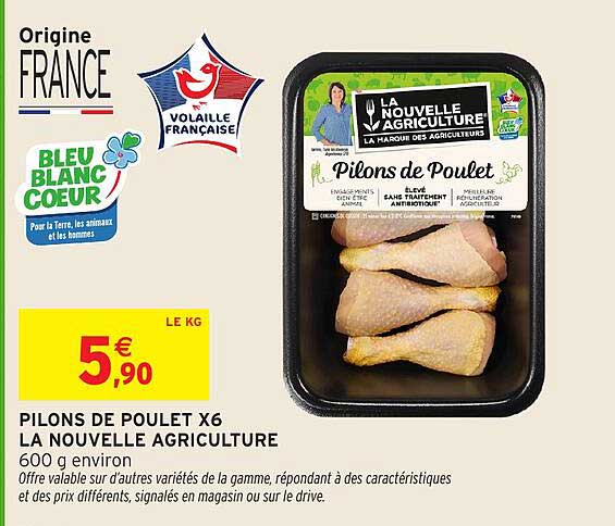 PILONS DE POULET X6 LA NOUVELLE AGRICULTURE