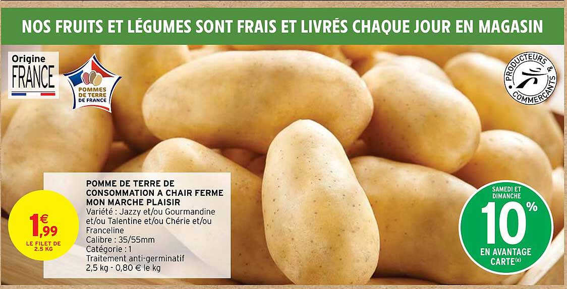 POMME DE TERRE DE CONSOMMATION À CHAIR FERME MON MARCHE PLAISIR