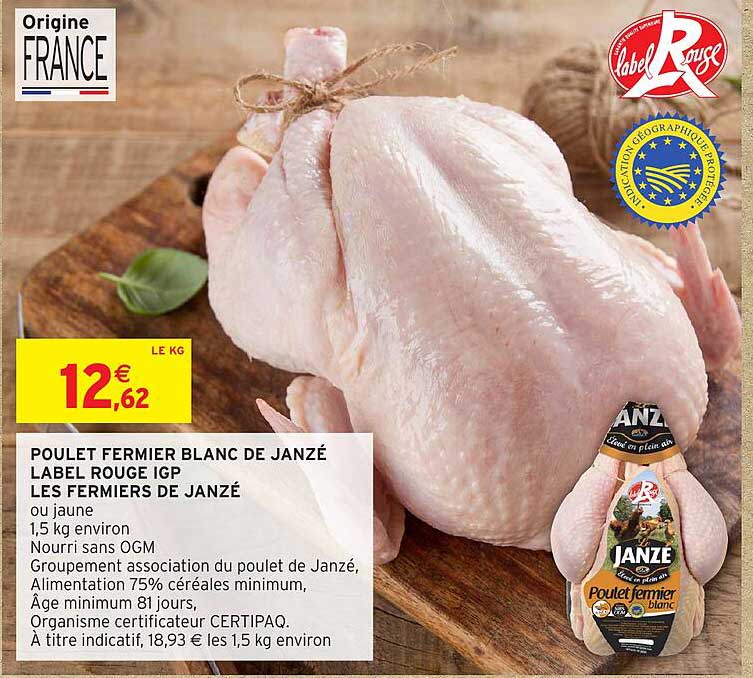 POULET FERMIER BLANC DE JANZÉ LABEL ROUGE IGP LES FERMIERS DE JANZÉ